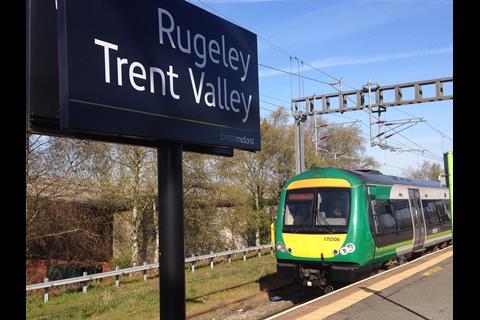 The line between Walsall and Rugeley Trent Valley is to close from August 13 to 28.